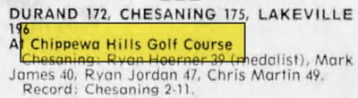 Chippewa Hills Golf Course - Oct 1 1997 Ad